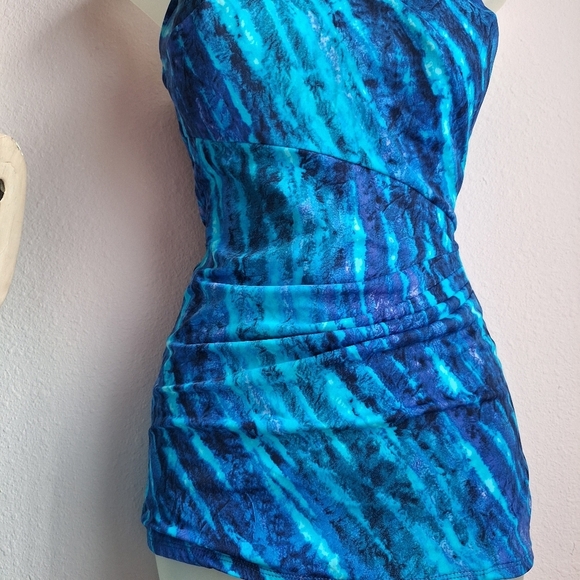 Vintage Roxanne Blue One Piece Swimsuit Size 14 /38D - Picture 4 of 16